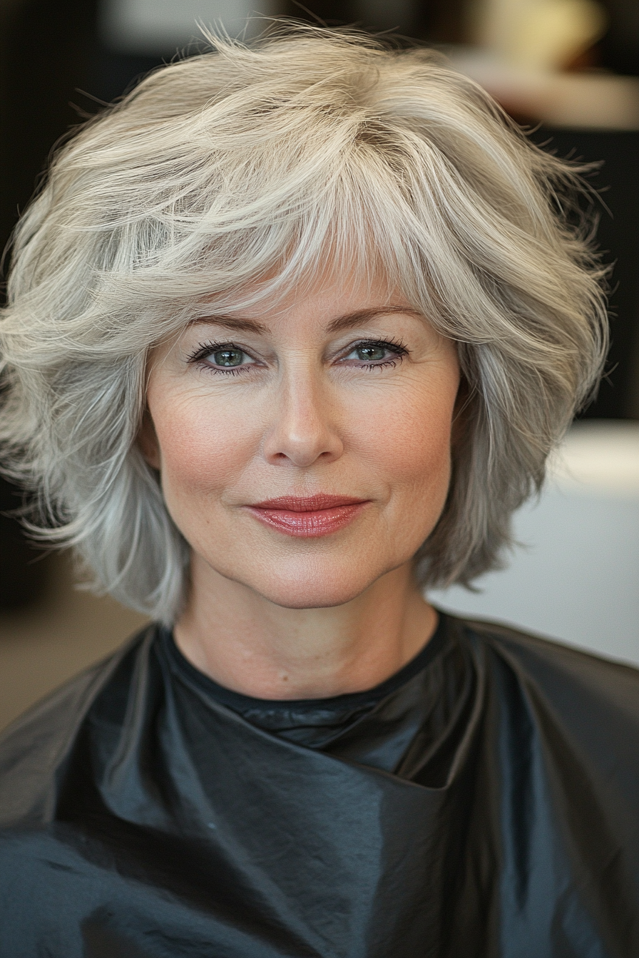 14. Classic Gray Blended Shag (Shag Haircuts For Older Women) - Shag Haircuts For Older Women
