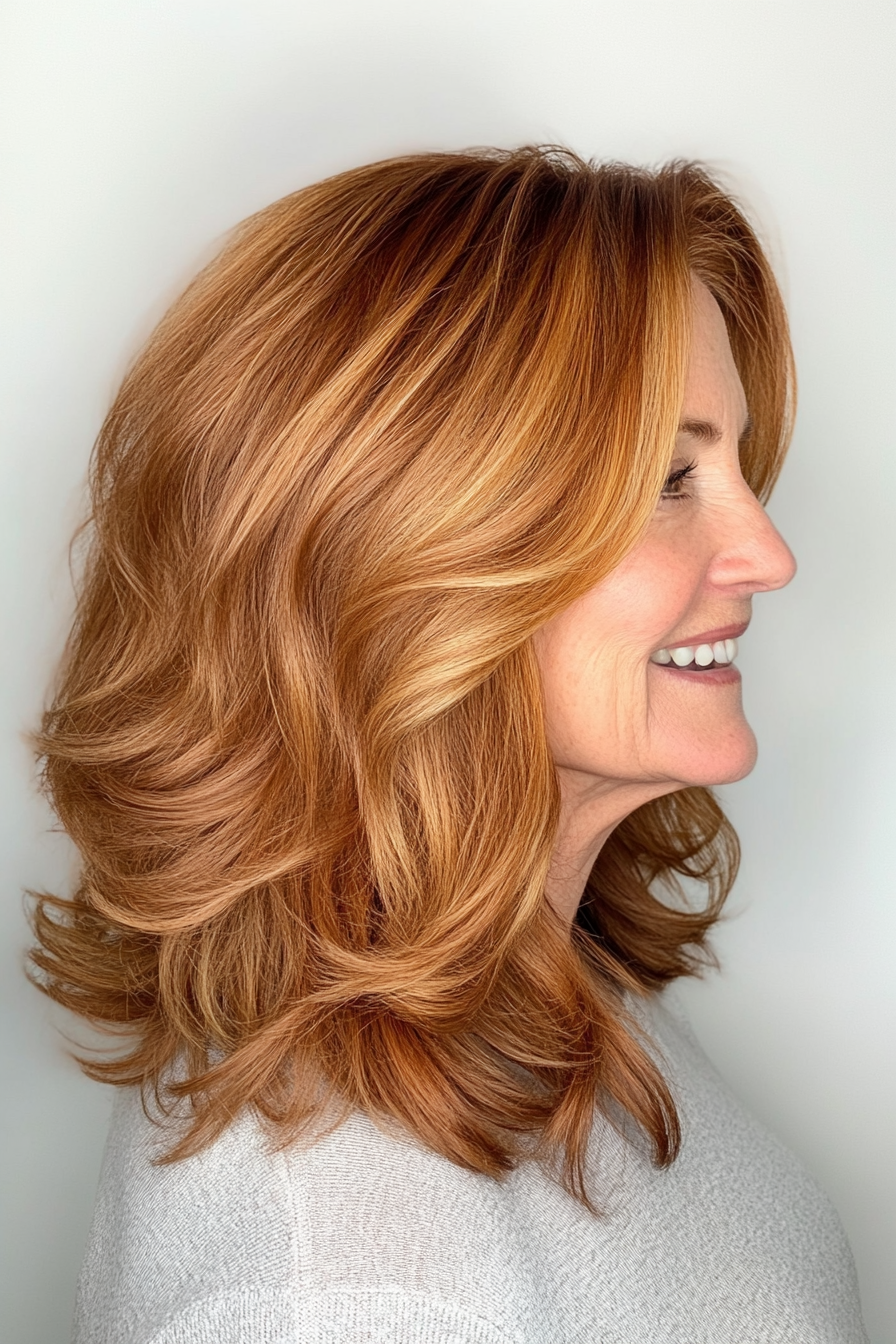 22. Golden Chestnut Classic Shag (Shag Haircuts For Older Women) - Shag Haircuts For Older Women