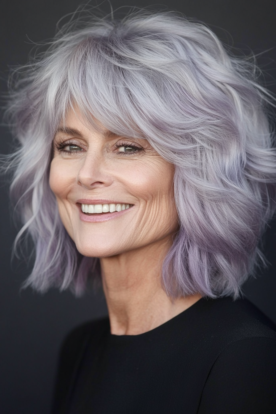 23. Silvery Lilac-Toned Shag (Shag Haircuts For Older Women) - Shag Haircuts For Older Women