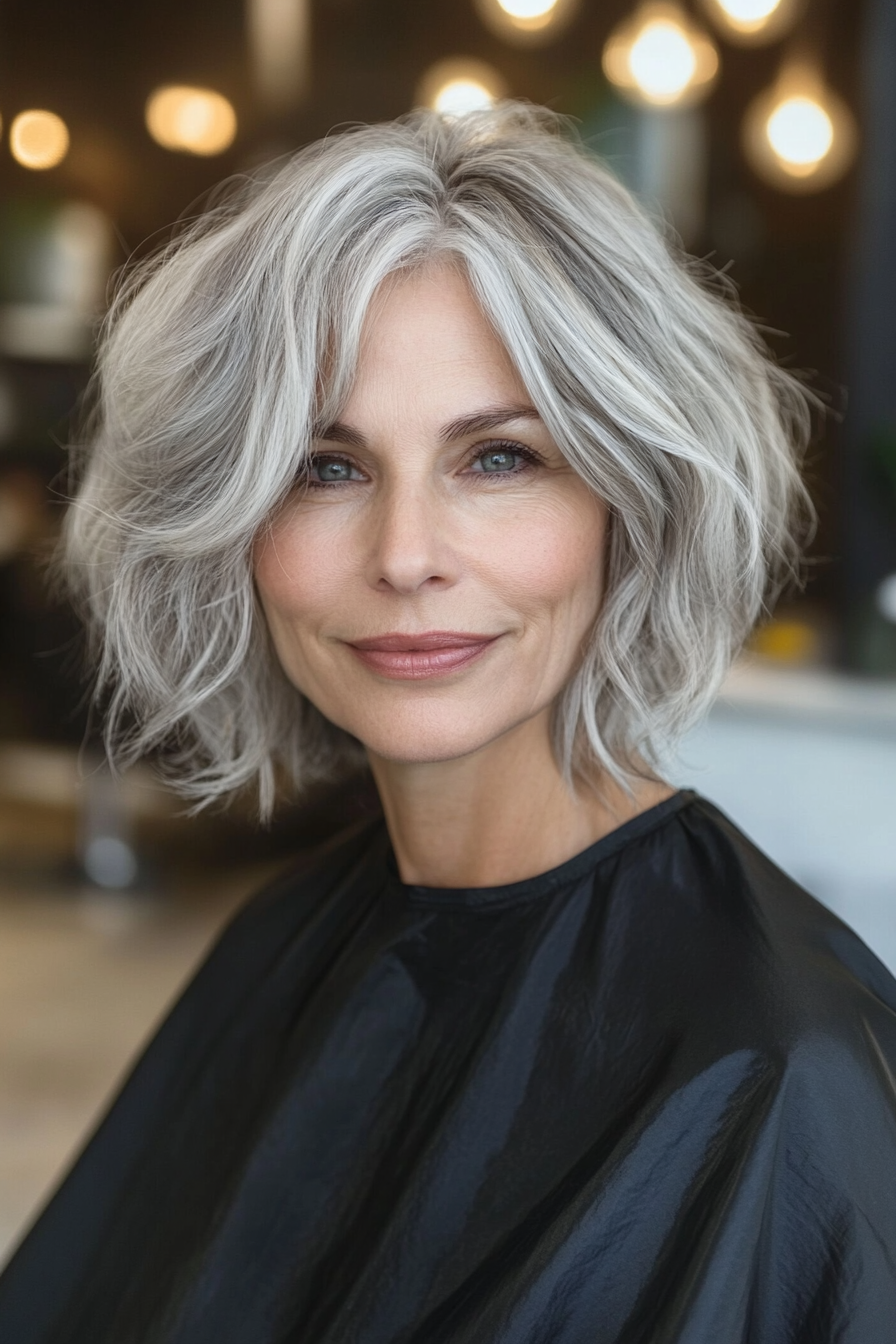26. Deep Charcoal Modern Shag (Shag Haircuts For Older Women) - Shag Haircuts For Older Women