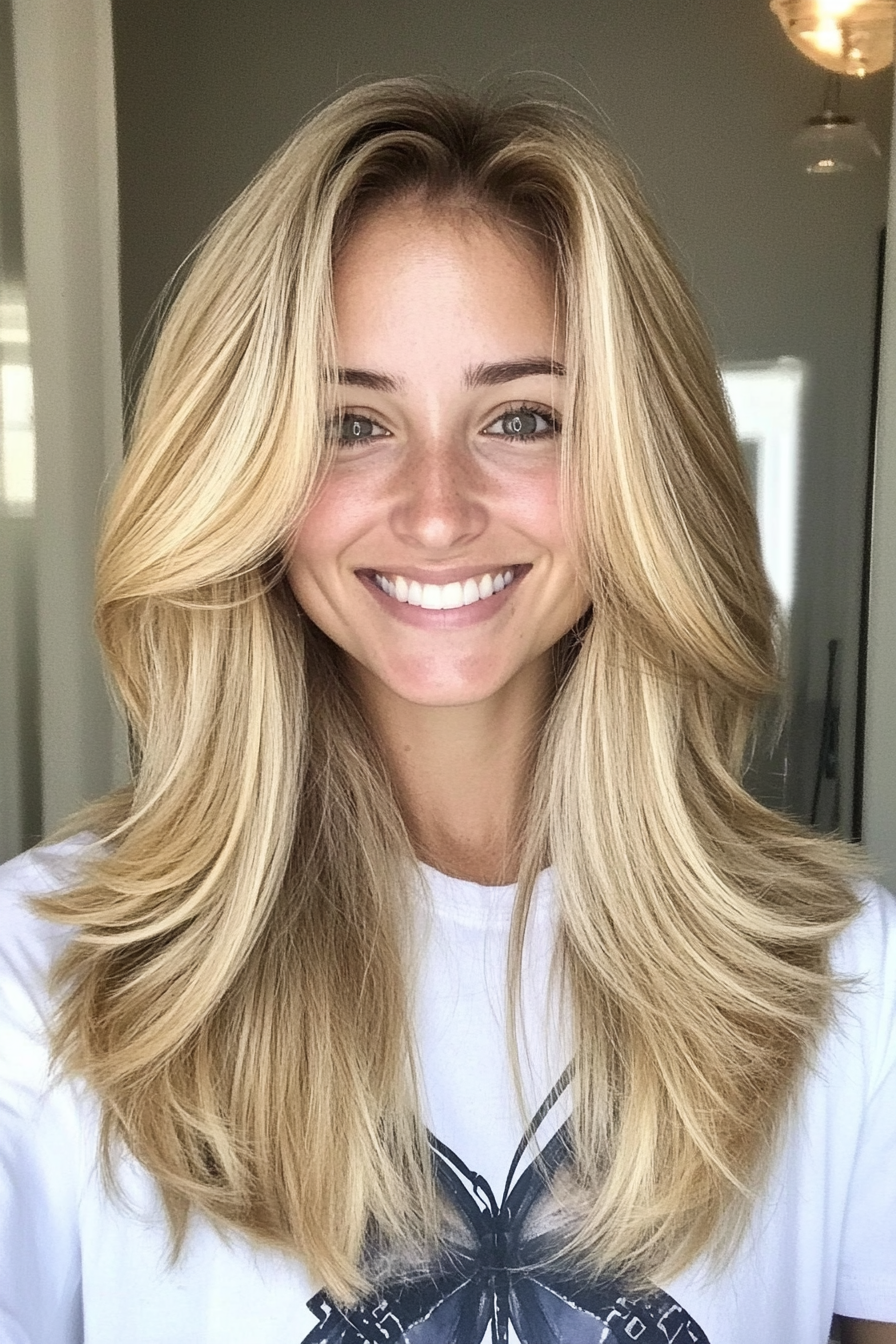10. Soft Caramel Blonde Butterfly Cut (Blonde Haircuts) - Blonde Haircuts