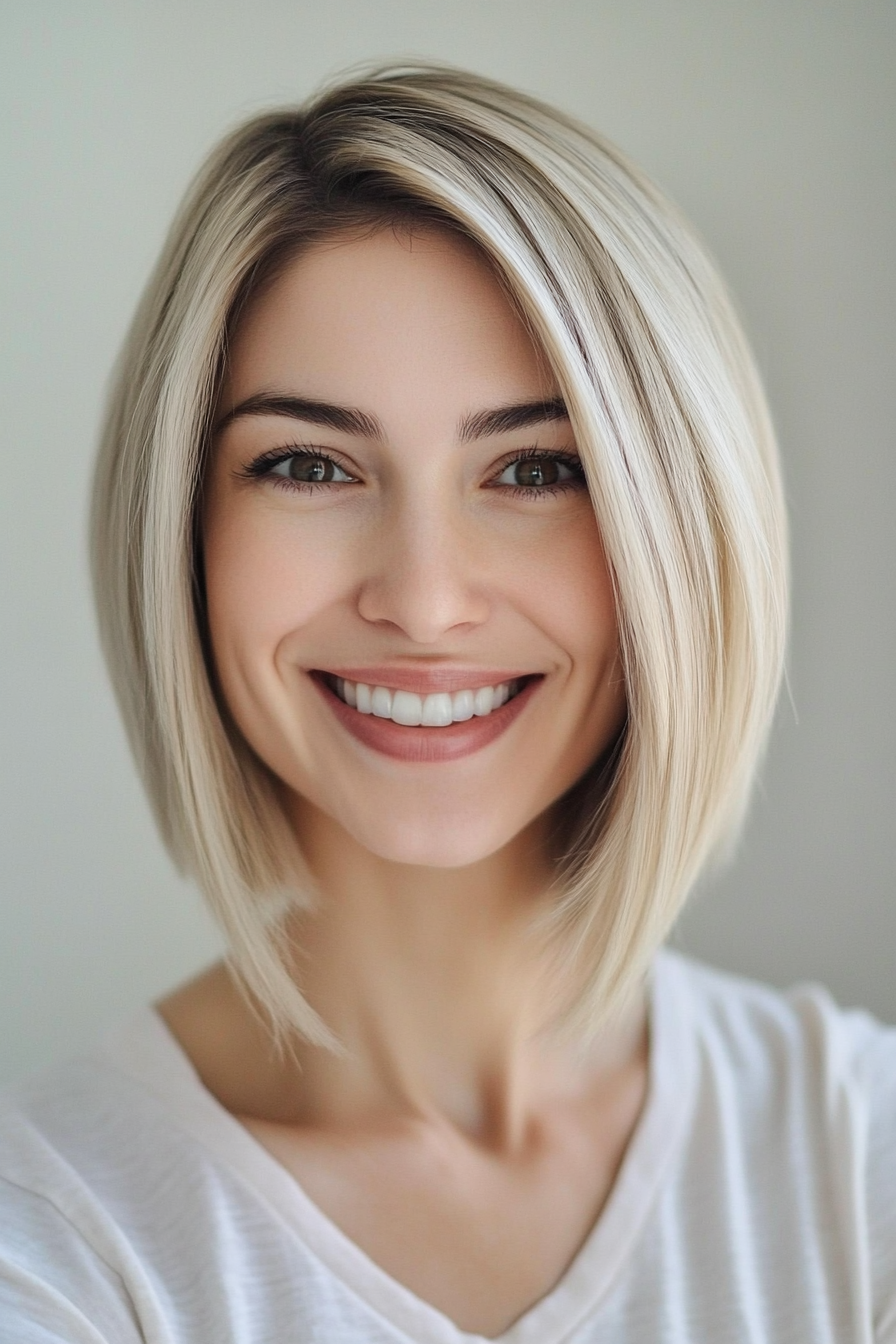 13. Cool Blonde Angled Bob (Blonde Haircuts) - Blonde Haircuts