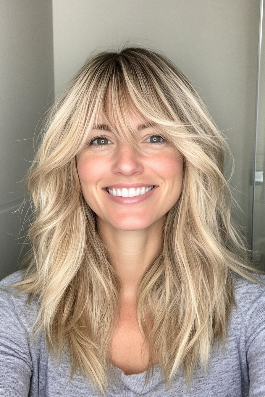 14. Sun-Kissed Blonde Wispy Bangs (Blonde Haircuts) - Blonde Haircuts