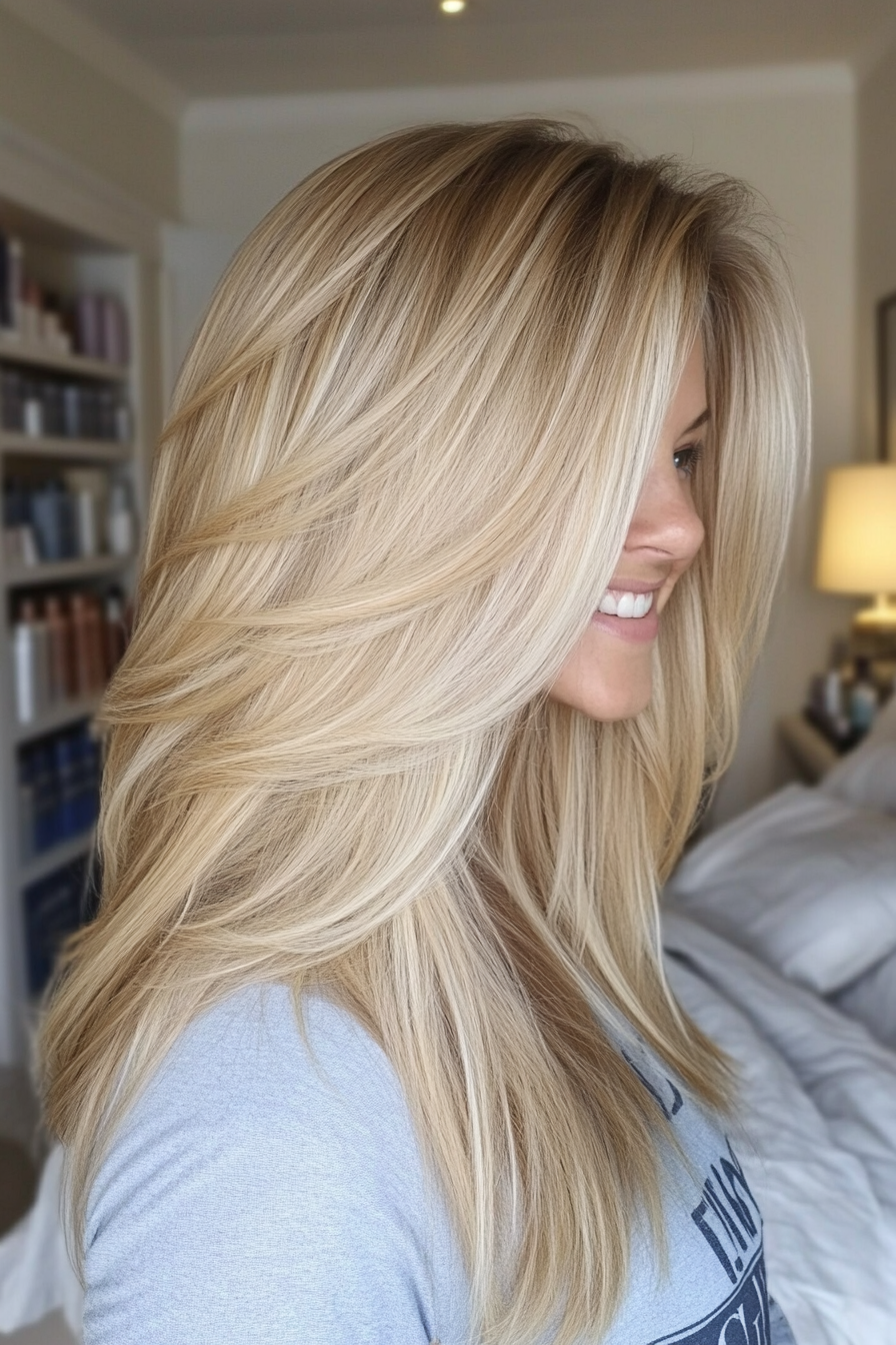21. Light Caramel Blonde Cascading Layers (Blonde Haircuts) - Blonde Haircuts