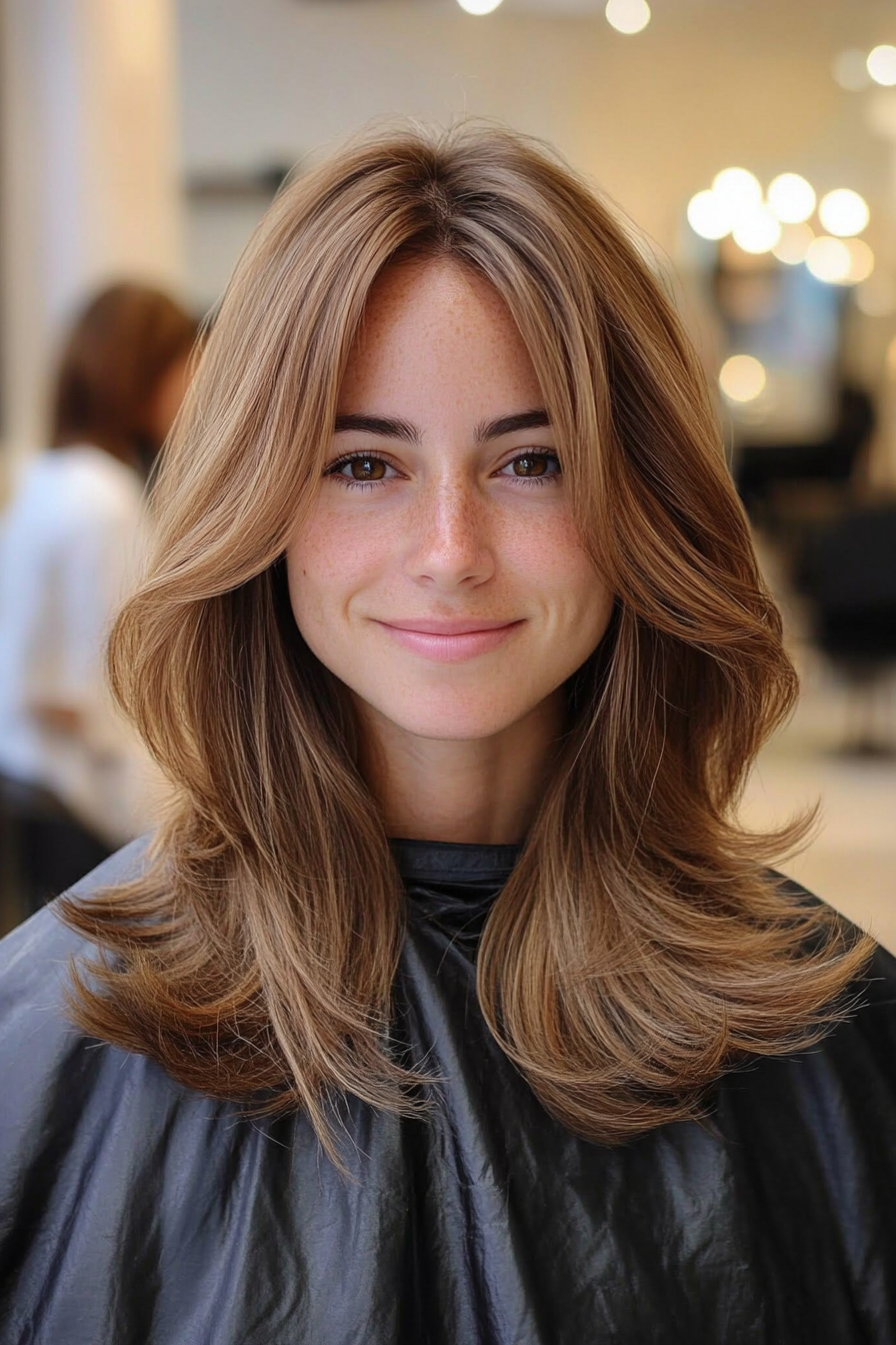 1. Feathered Chestnut Layers (Medium Length Layered Haircuts) - Medium Length Layered Haircuts