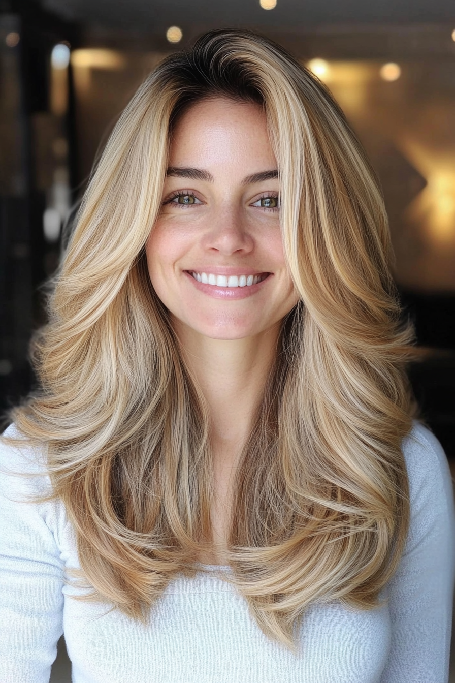 10. Honey Blonde Soft Layers (Medium Length Layered Haircuts) - Medium Length Layered Haircuts
