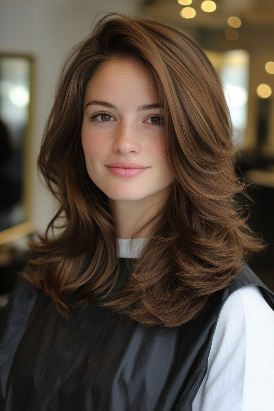 13. Chocolate Brown Subtle Layers (Medium Length Layered Haircuts) - Medium Length Layered Haircuts