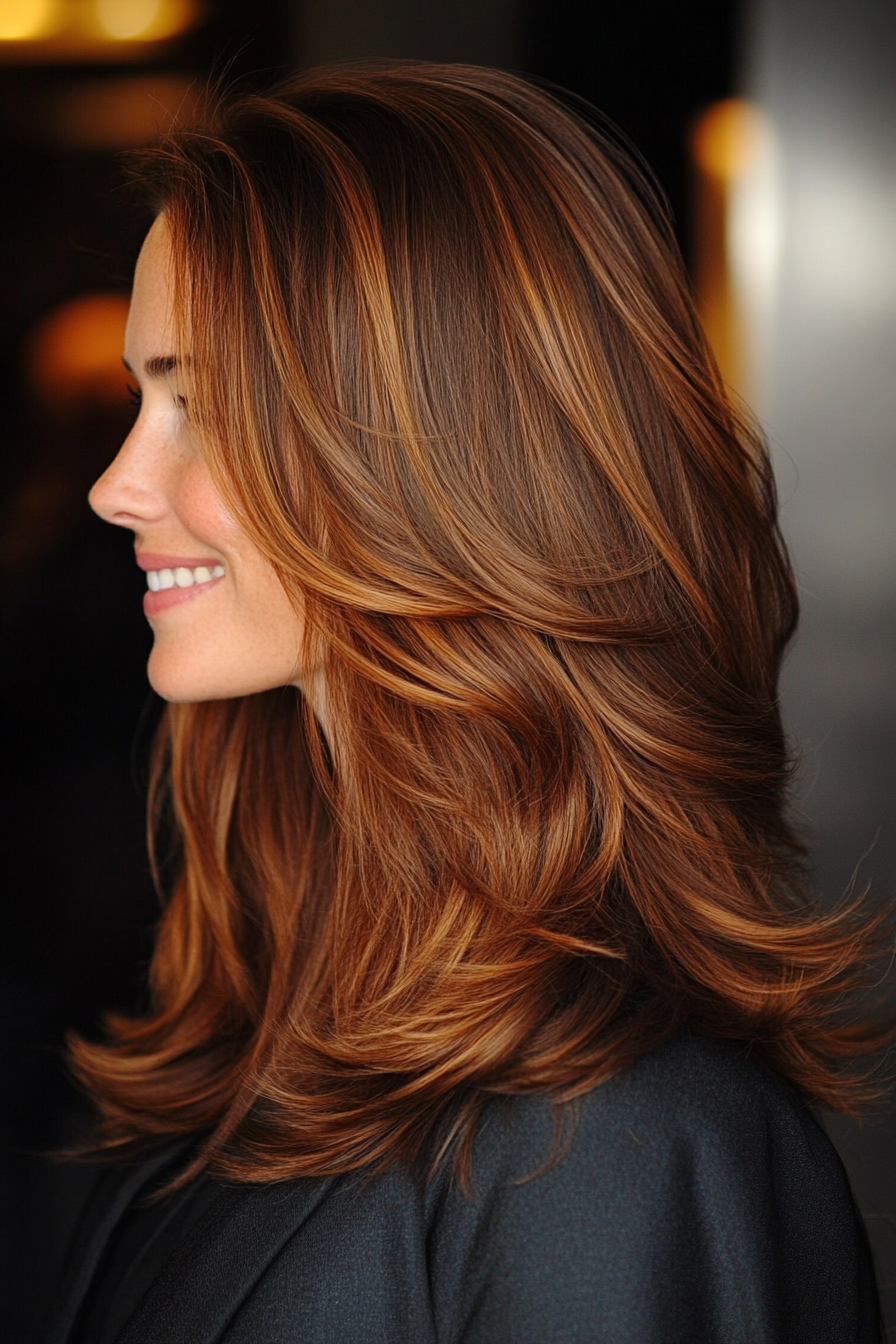 23. Cool Chestnut Soft Layers (Medium Length Layered Haircuts) - Medium Length Layered Haircuts