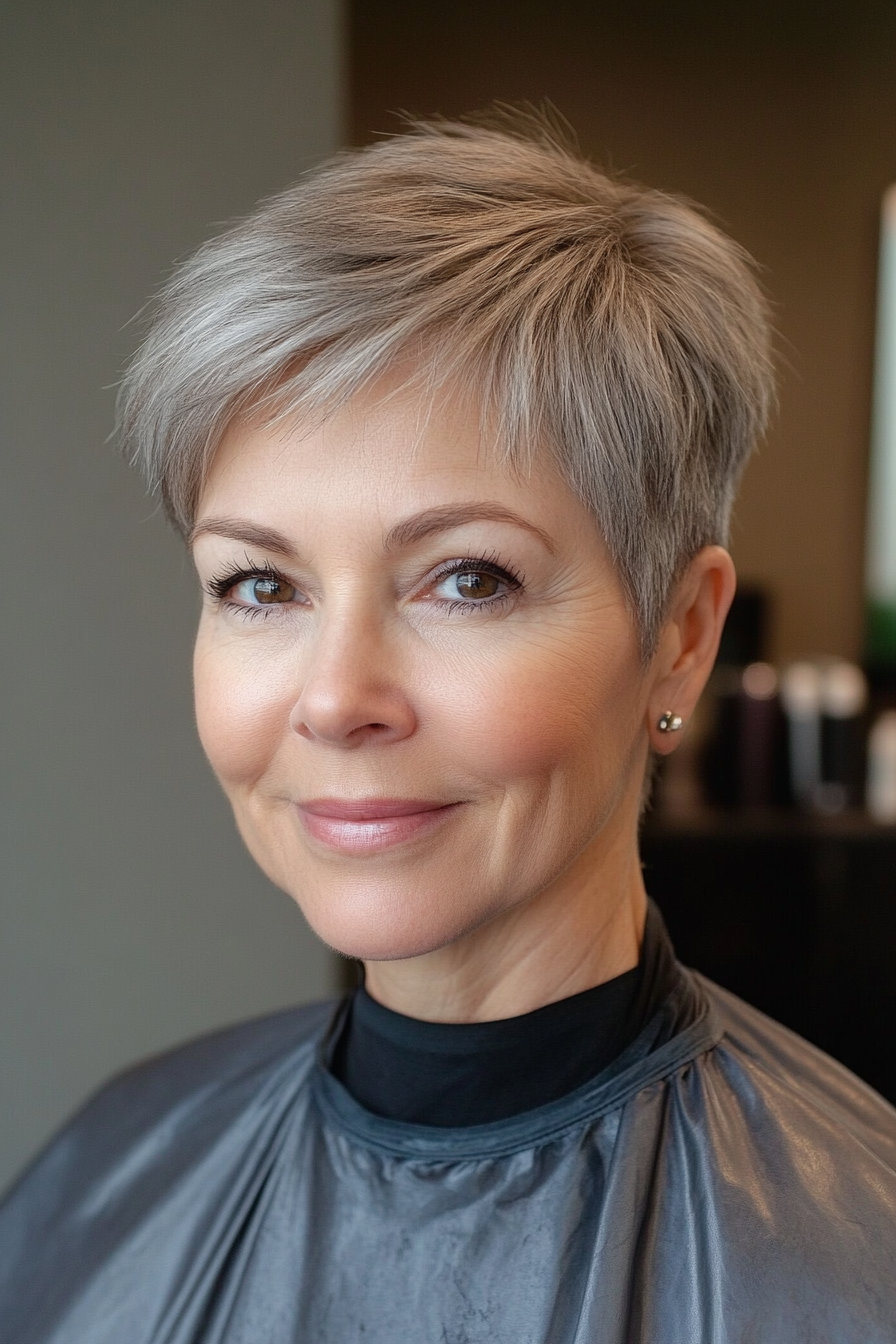 2. Soft Pixie with Ash Brown Tones (Haircuts For Older Women With Thin Hair) - Haircuts For Older Women With Thin Hair