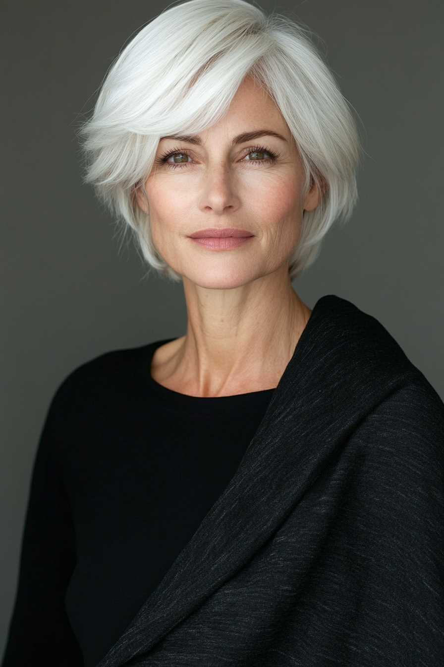 18. Cropped Cut in Natural White (Haircuts For Older Women With Thin Hair) - Haircuts For Older Women With Thin Hair