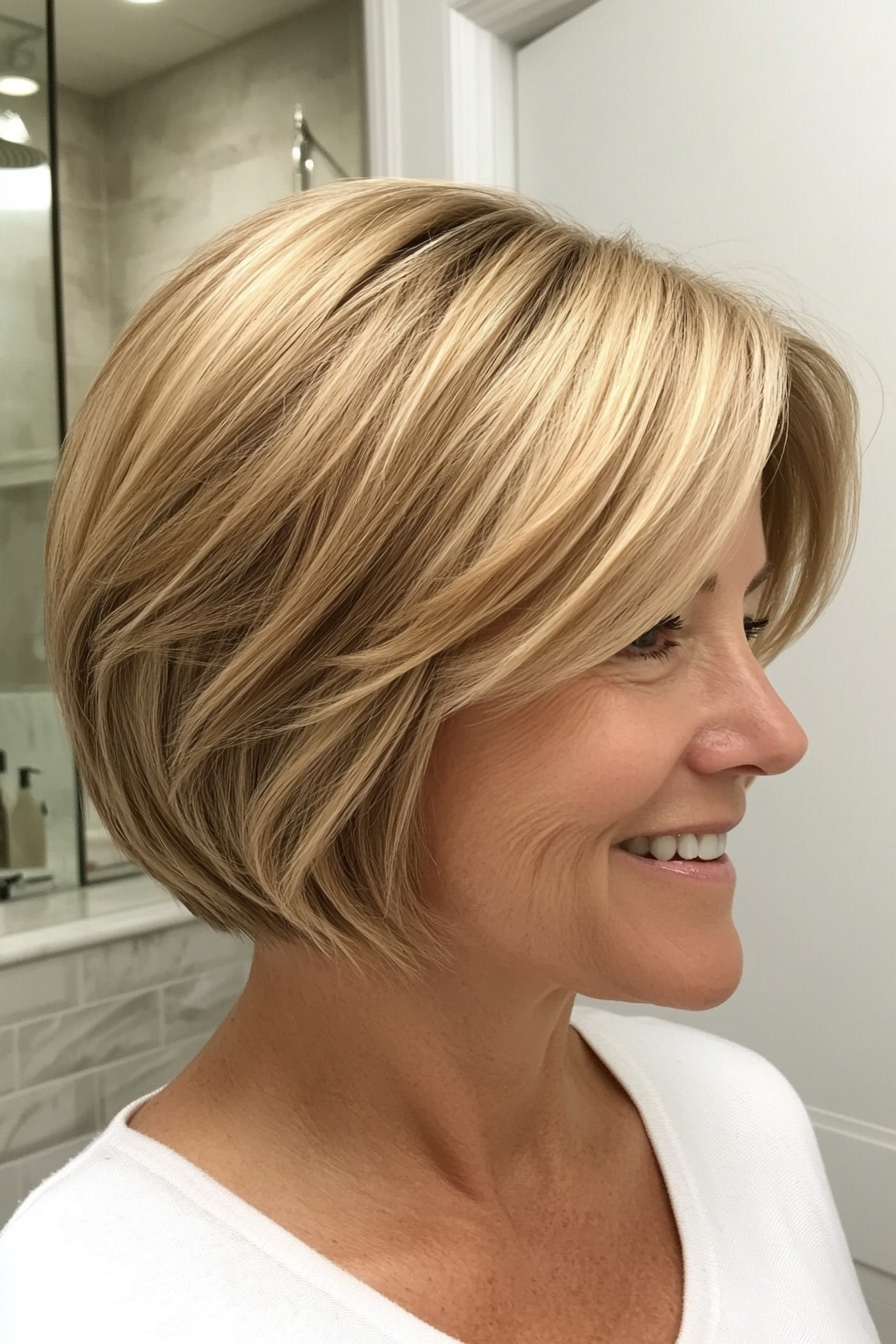 8. Warm Honey Blonde Short Bob (Short Haircuts For Women Over 50) - Short Haircuts For Women Over 50