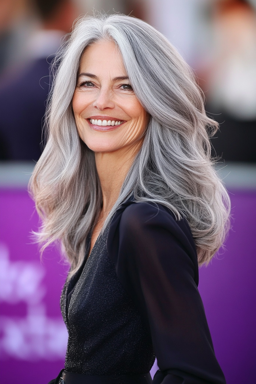 5. Soft Gray Shoulder-Length Layers (Hairstyles For Women Over 70) - Hairstyles For Women Over 70