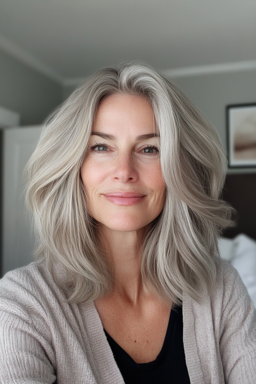 7. Ash Blonde Voluminous Shag (Hairstyles For Women Over 70) - Hairstyles For Women Over 70