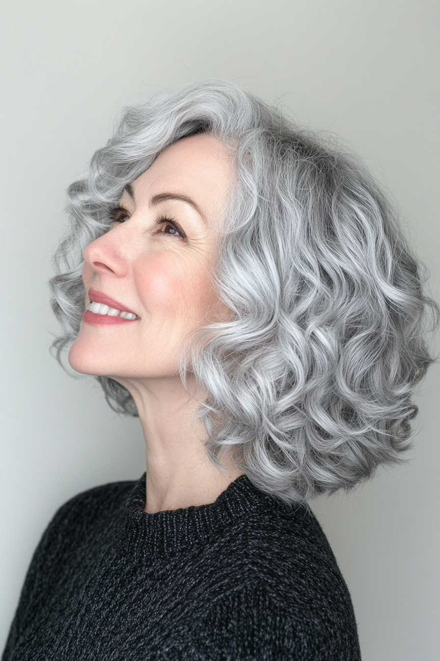 10. Icy Gray Soft Curls (Hairstyles For Women Over 70) - Hairstyles For Women Over 70
