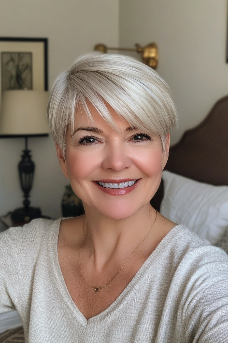 26. Classic Platinum Blonde Short Cut (Hairstyles For Women Over 70) - Hairstyles For Women Over 70