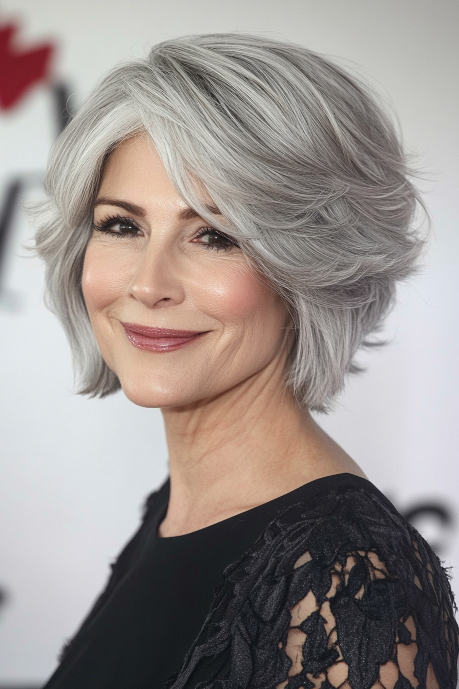 3. Classic Shag with Silver Balayage (Short Shag Haircuts For Older Women) - Short Shag Haircuts For Older Women