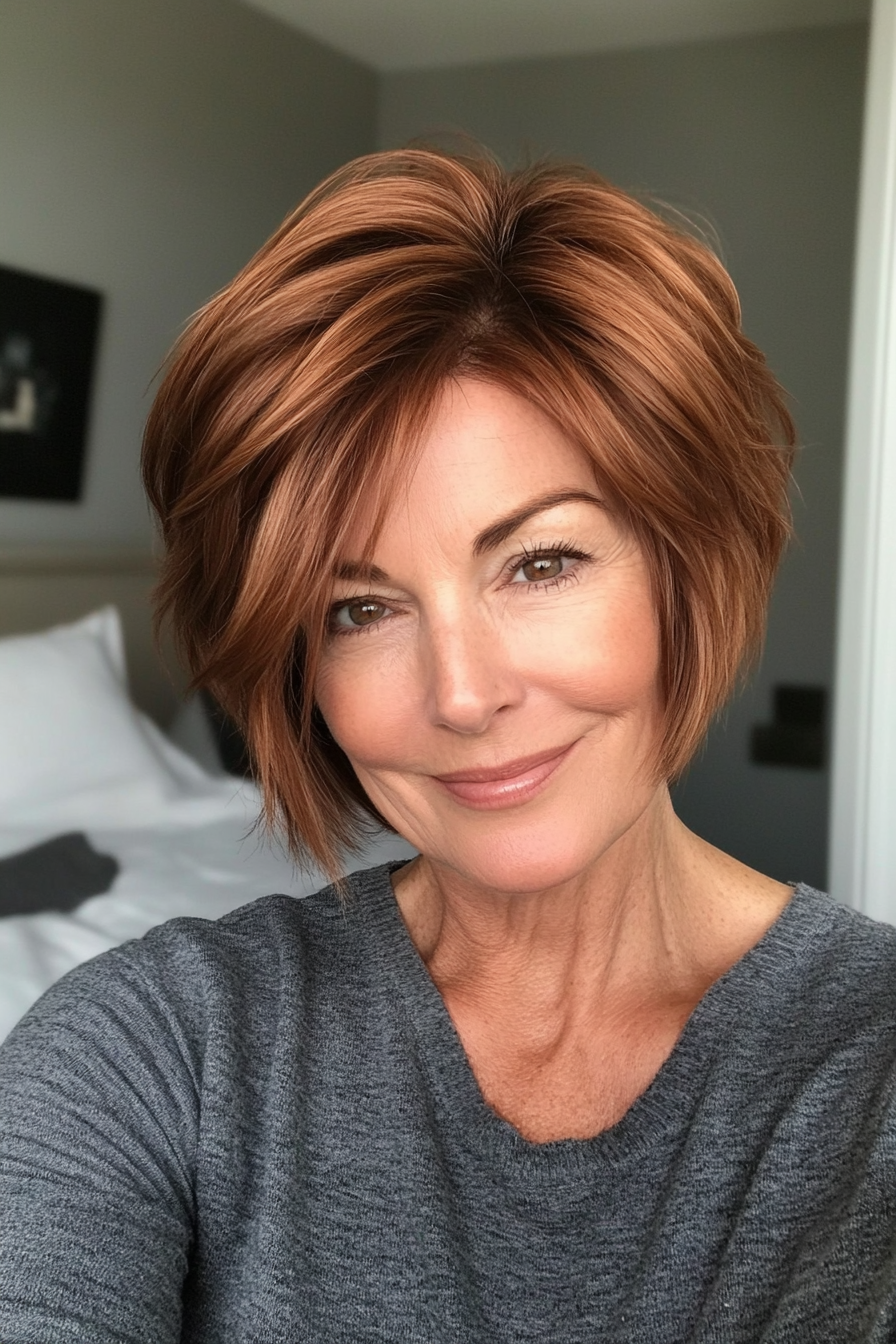 22. Undercut Shag in Soft Chestnut Brown (Short Shag Haircuts For Older Women) - Short Shag Haircuts For Older Women
