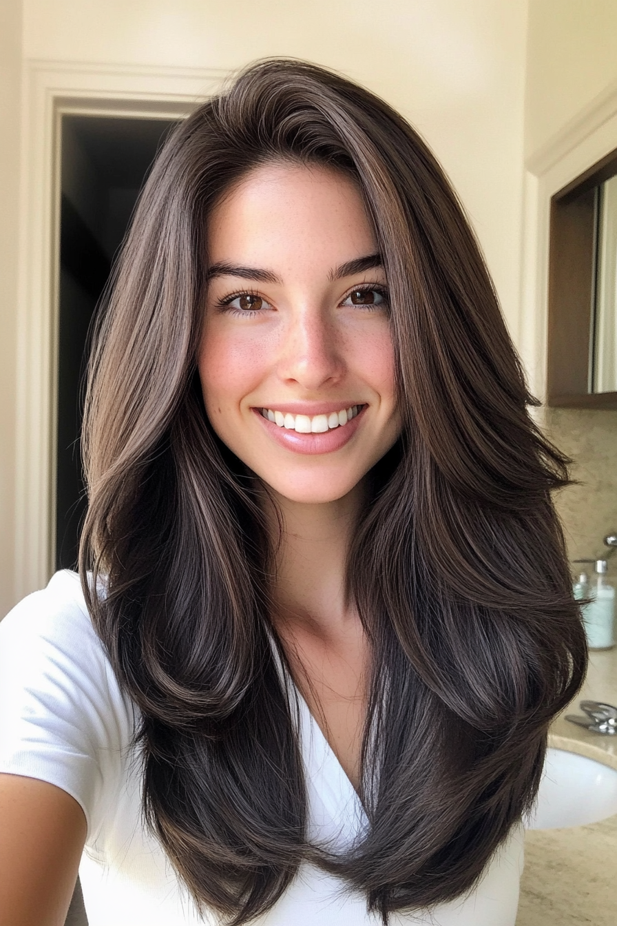 3. Face-Framing Layers in Rich Espresso (Medium Layered Haircuts) - Medium Layered Haircuts