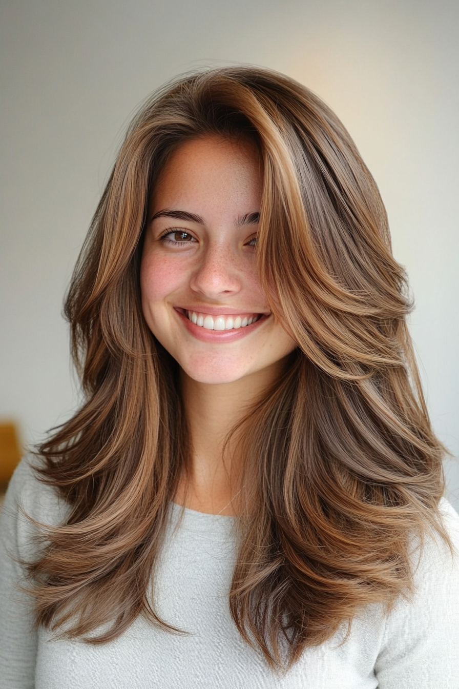 16. Voluminous Layers in Classic Medium Brown (Medium Layered Haircuts) - Medium Layered Haircuts