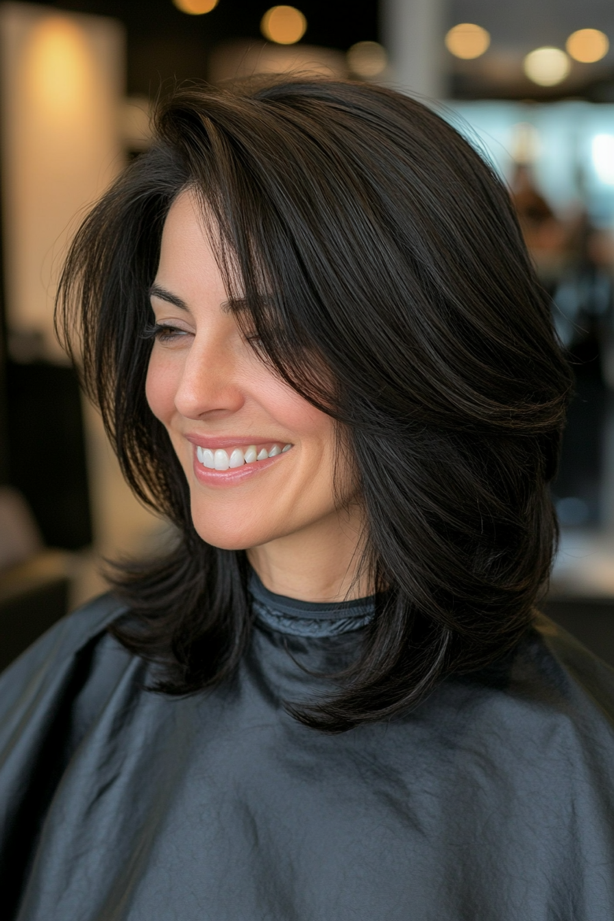 20. Rounded Layers in Natural Black (Medium Layered Haircuts) - Medium Layered Haircuts