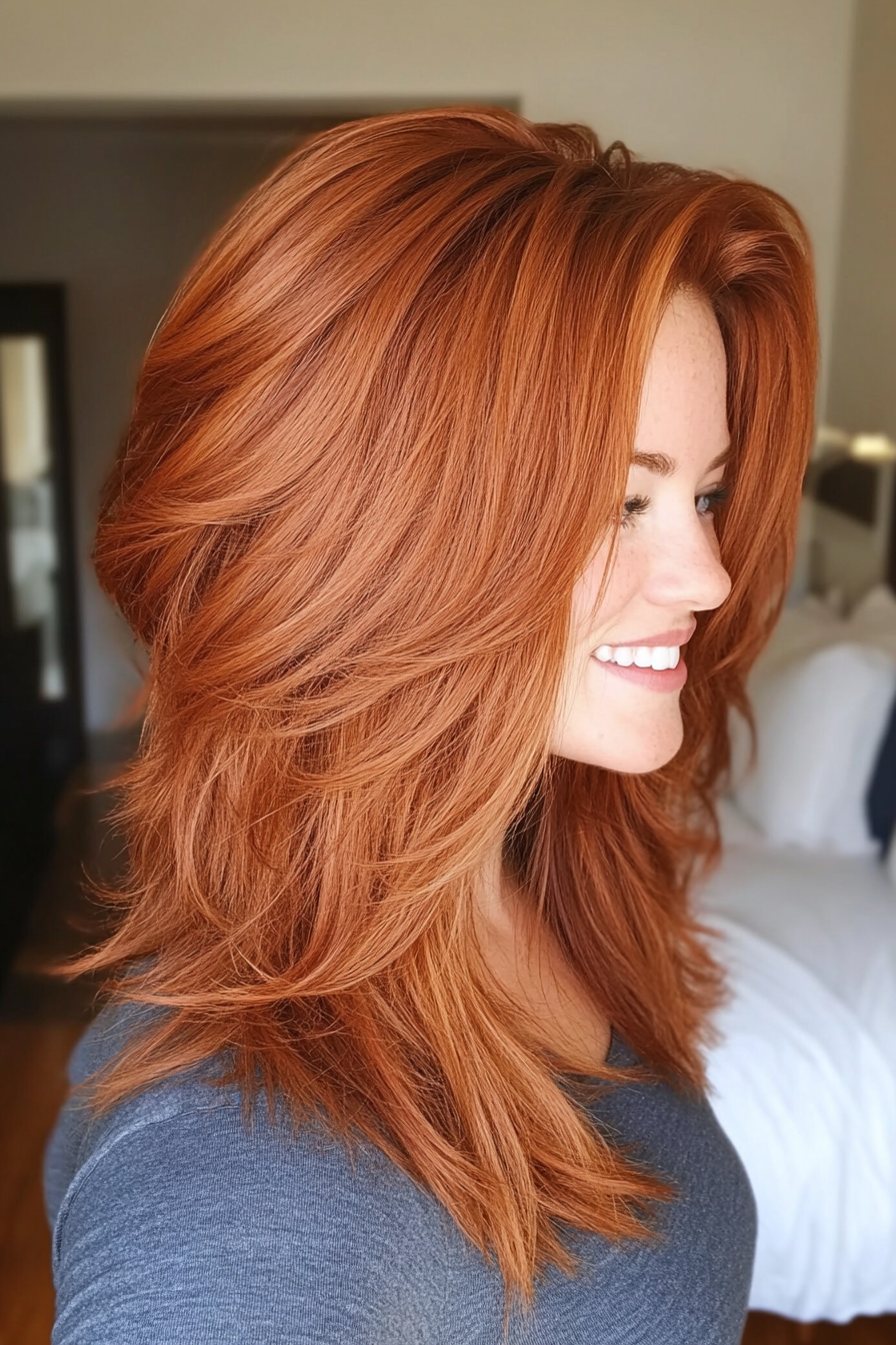 12. Deep Copper Layered Shag (Shaggy Haircuts) - Shaggy Haircuts