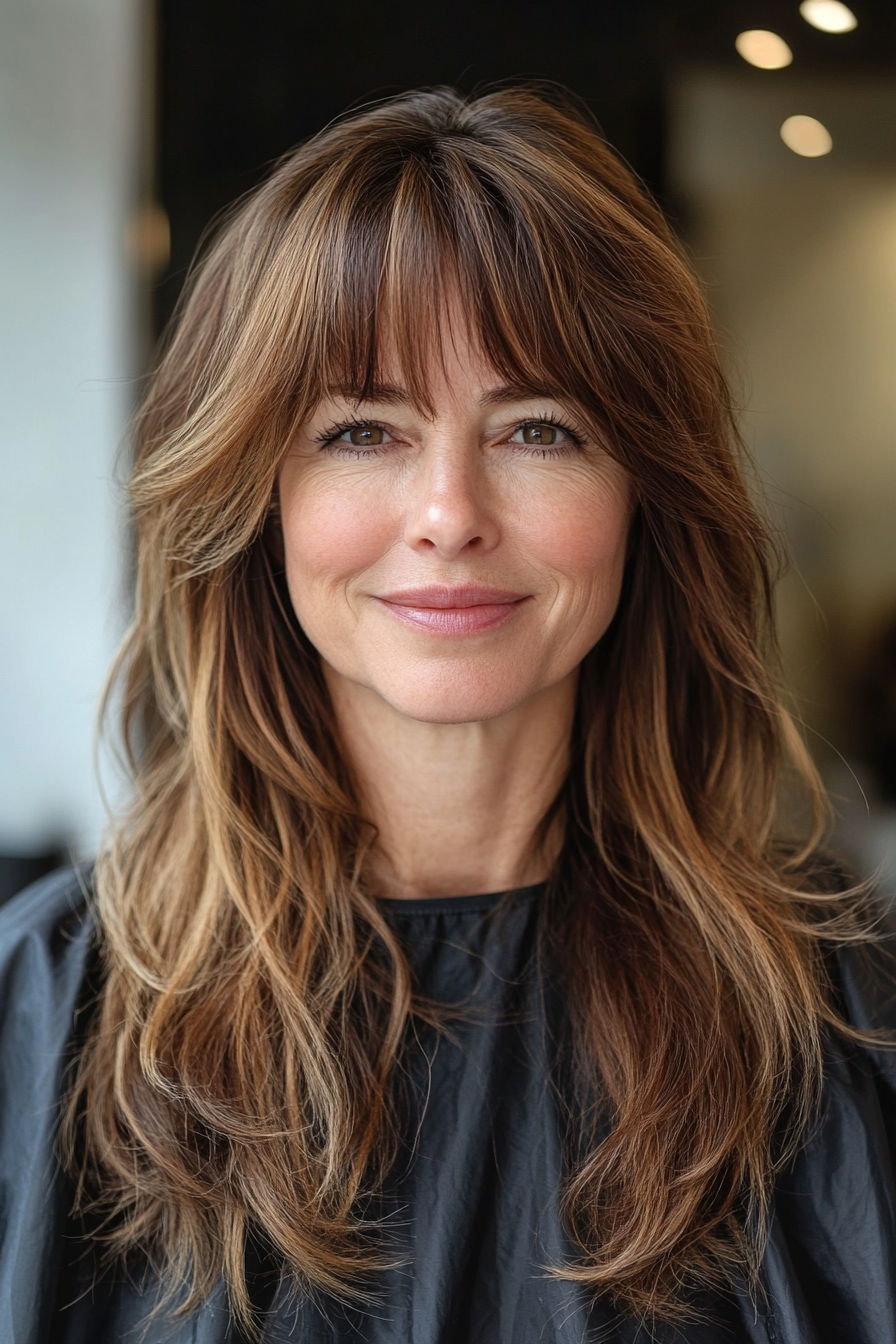 25. Honey Brown Layered Fringe Shag (Shaggy Haircuts) - Shaggy Haircuts
