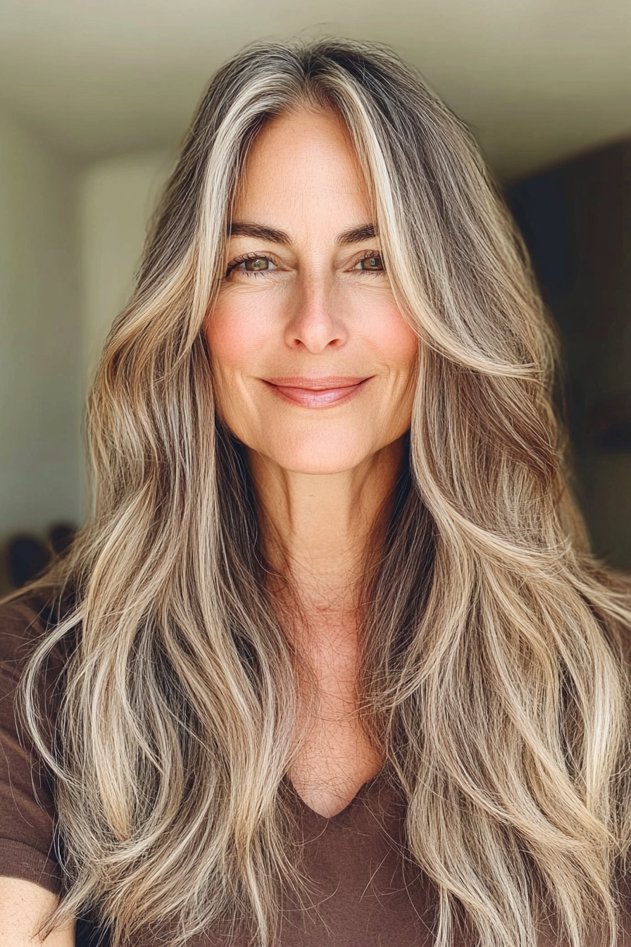 25. Light Brown Long Choppy Layers (Hairstyles For Women Over 60 With Long Hair) - Hairstyles For Women Over 60 With Long Hair