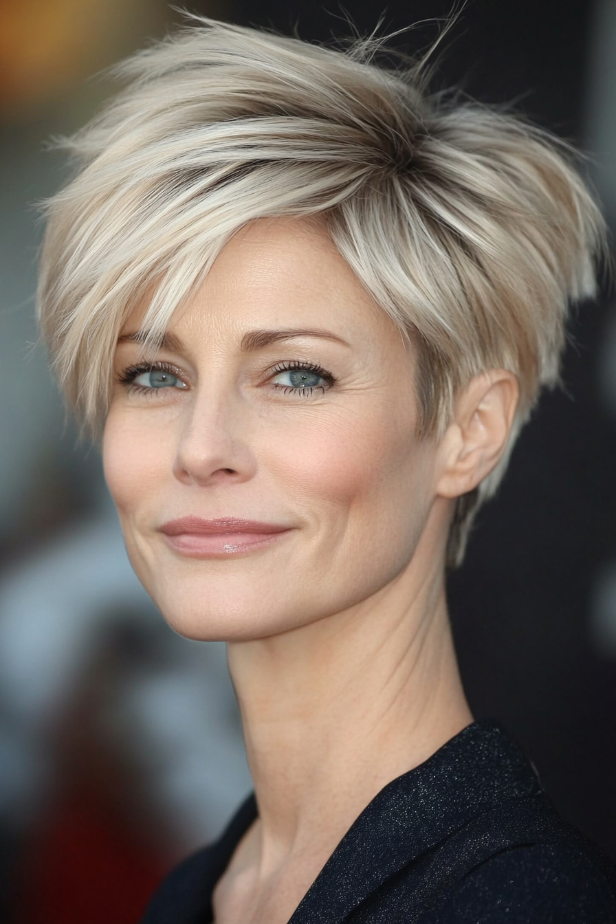 1. Feathered Pixie with Soft Ash Blonde (Short Hairstyles For Older Women With Thin Hair) - Short Hairstyles For Older Women With Thin Hair