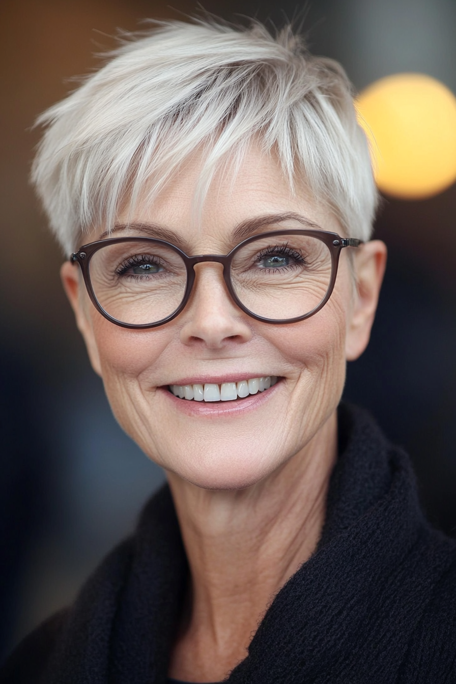 8. Icy Blonde Soft Crop (Short Hairstyles For Women Over 70 With Glasses) - Short Hairstyles For Women Over 70 With Glasses