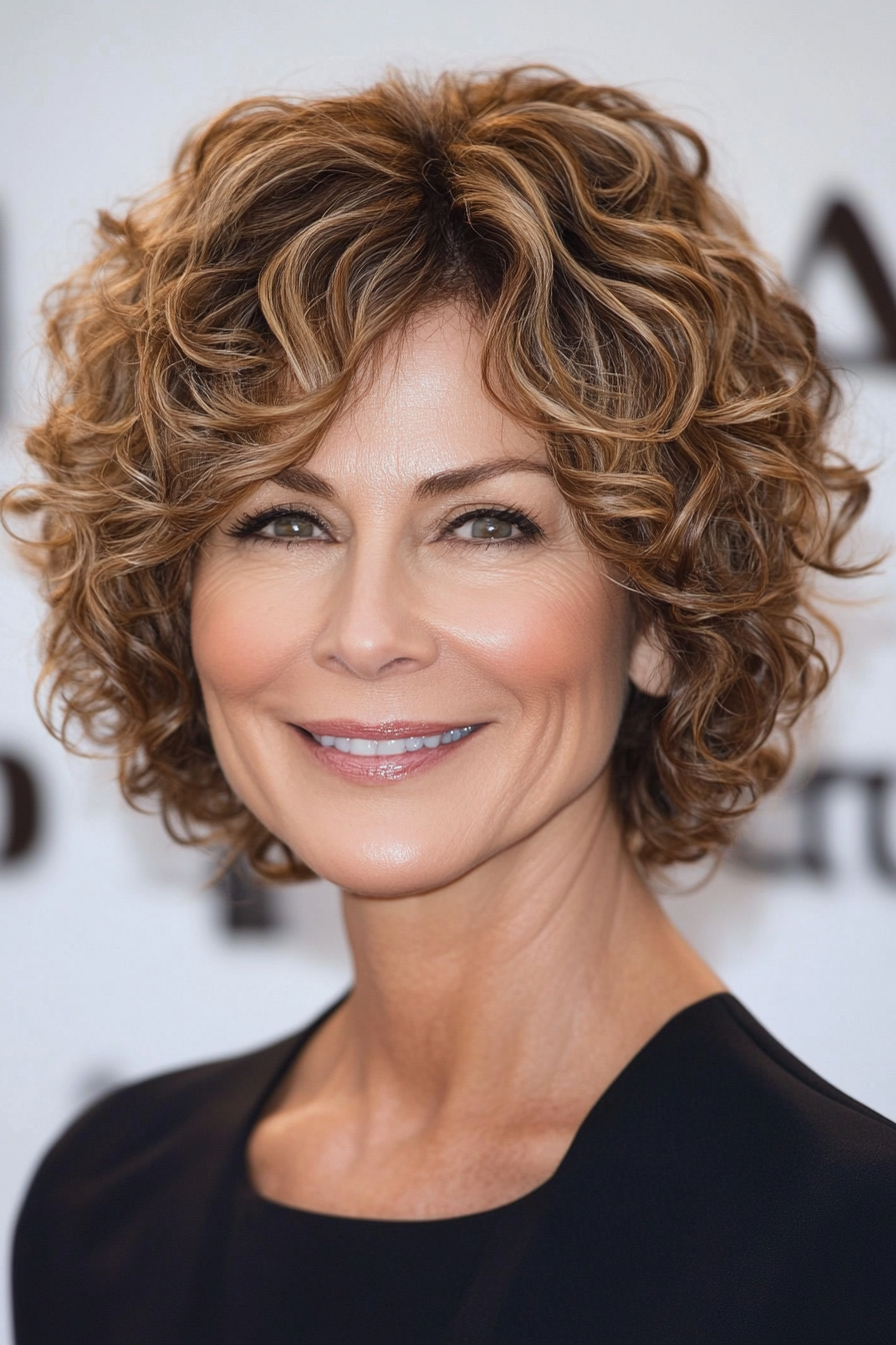 13. Sun-Kissed Light Brown Bob (Short Curly Hairstyles For Women Over 60) - Short Curly Hairstyles For Women Over 60