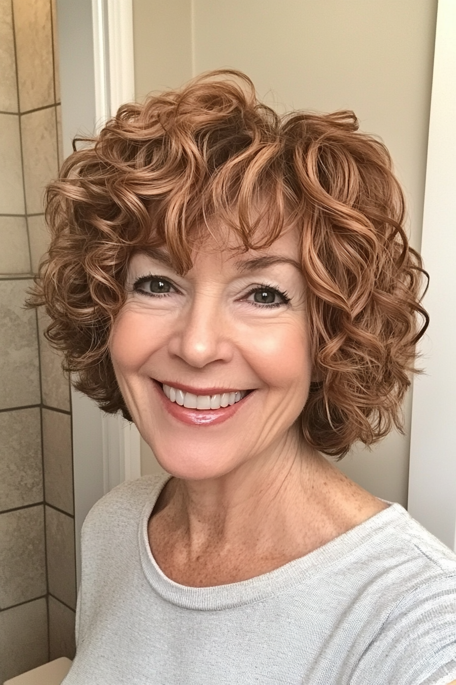 15. Copper-Toned Tousled Shag (Short Curly Hairstyles For Women Over 60) - Short Curly Hairstyles For Women Over 60