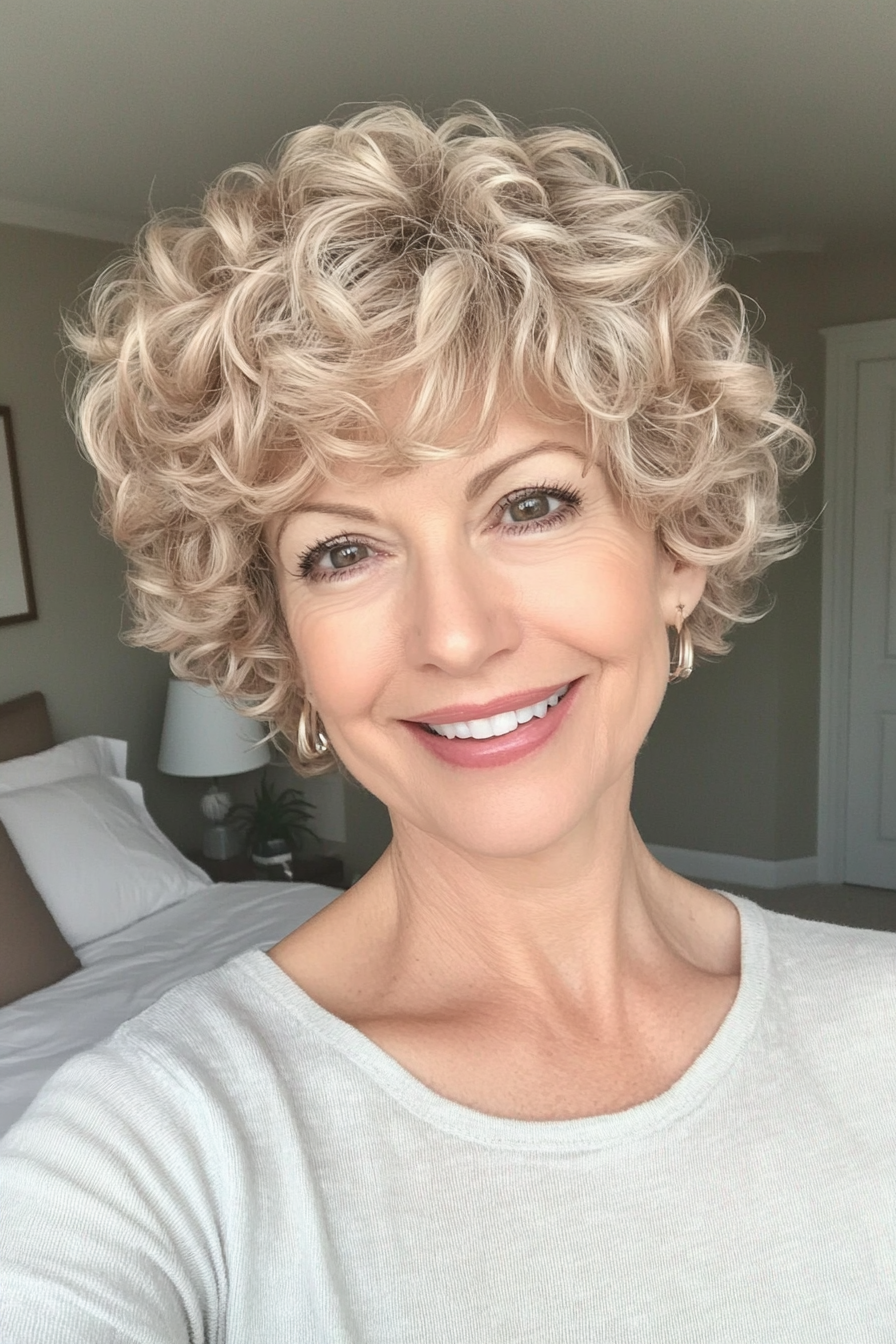 18. Soft Beige Blonde Tapered Cut (Short Curly Hairstyles For Women Over 60) - Short Curly Hairstyles For Women Over 60