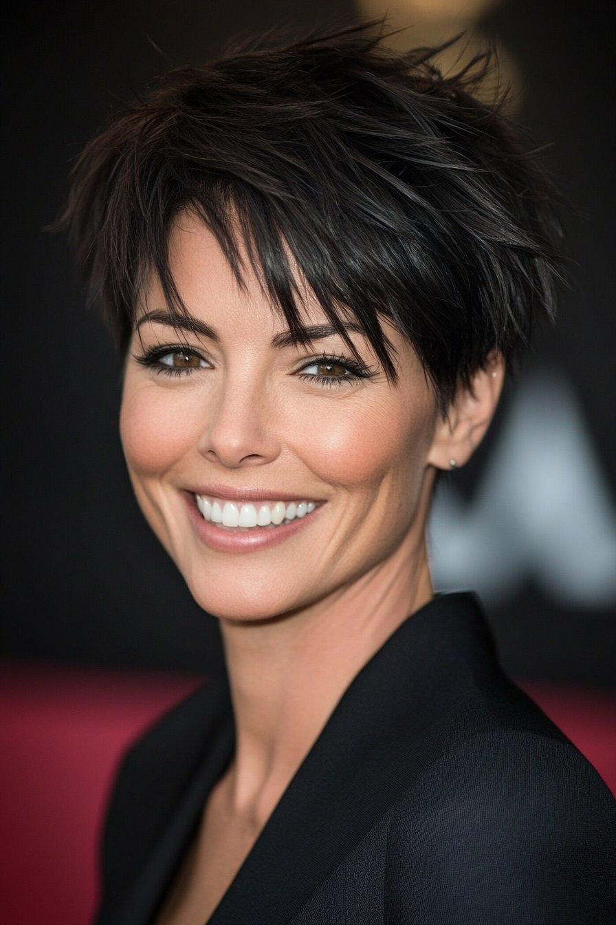5. Choppy Pixie in Dark Espresso (Pixie Hairstyles For Women Over 40) - Pixie Hairstyles For Women Over 40