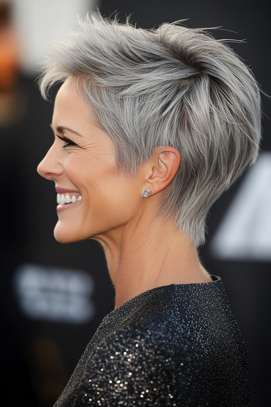20. Piecey Pixie in Natural Gray Blend (Pixie Hairstyles For Women Over 40) - Pixie Hairstyles For Women Over 40