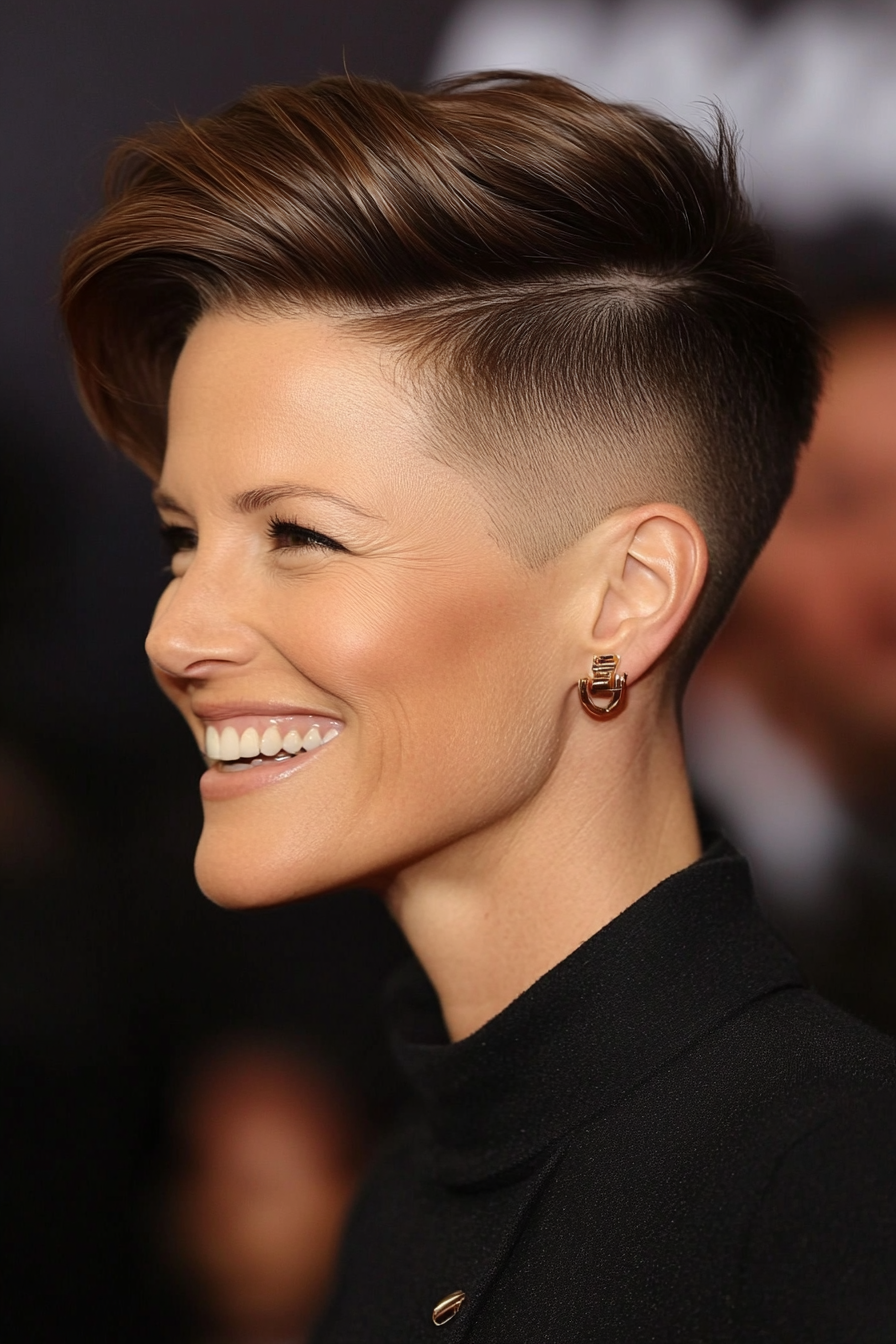 25. Undercut Pixie in Espresso Brown (Pixie Hairstyles For Women Over 40) - Pixie Hairstyles For Women Over 40