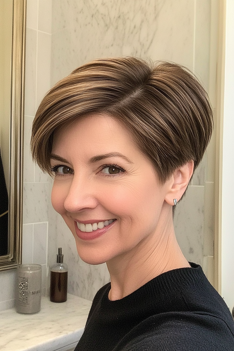 16. Classic Crop in Soft Mocha Brown (Short Haircuts For Women Over 40) - Short Haircuts For Women Over 40