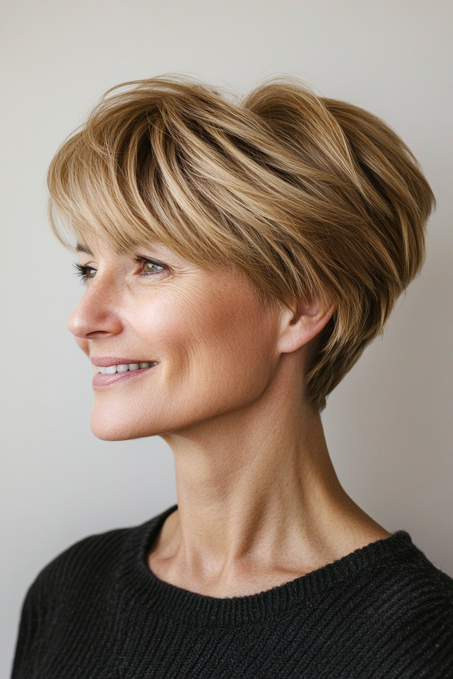 20. Voluminous Pixie in Medium Golden Blonde (Short Haircuts For Women Over 40) - Short Haircuts For Women Over 40