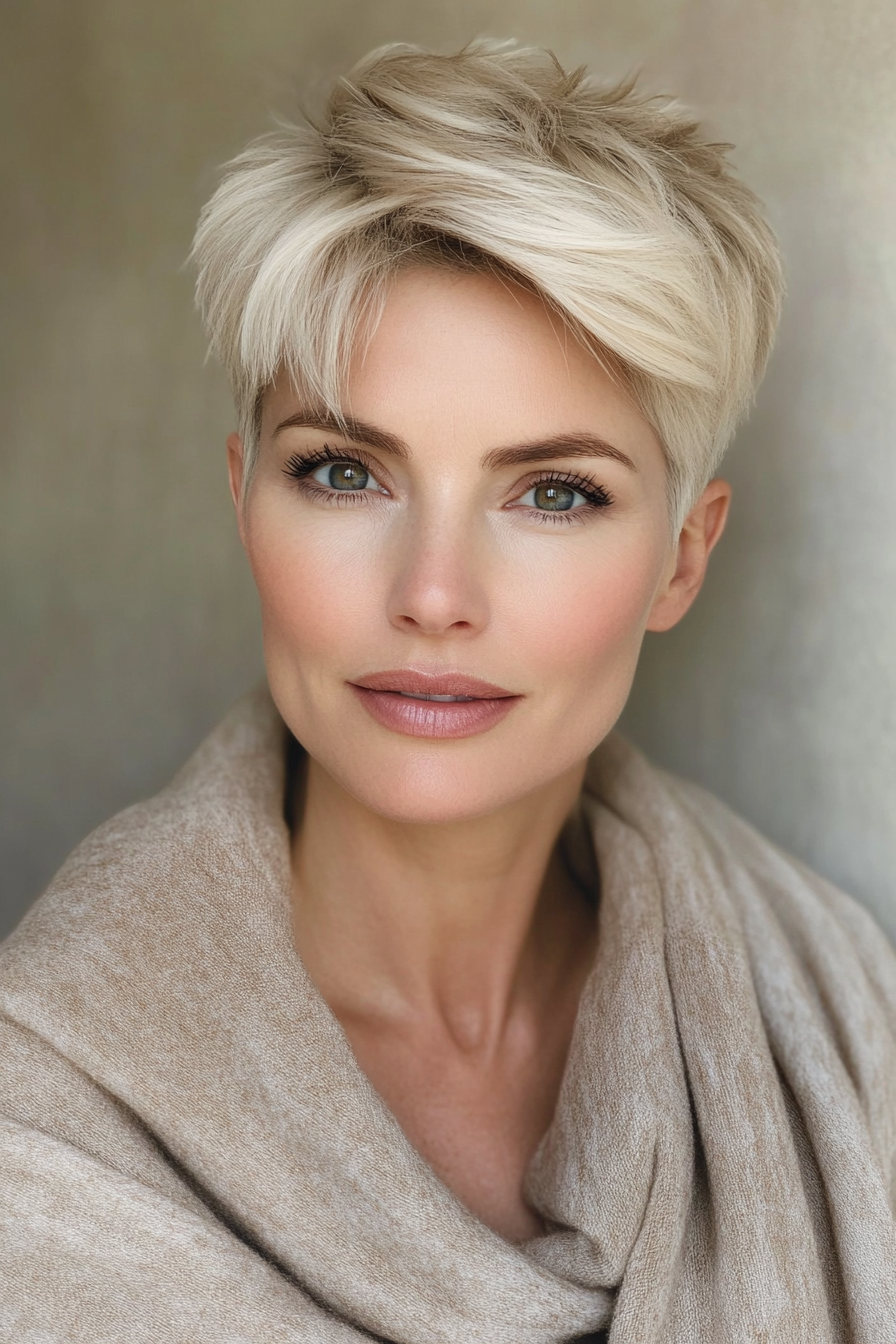 22. Classic Boyish Cut in Neutral Beige Blonde (Short Haircuts For Women Over 40) - Short Haircuts For Women Over 40
