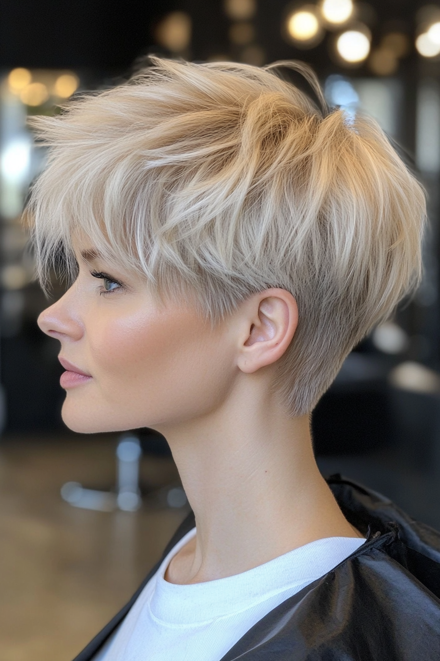 1. Feathered Ash Blonde Pixie (Undercut Pixie Hairstyles) - Undercut Pixie Hairstyles