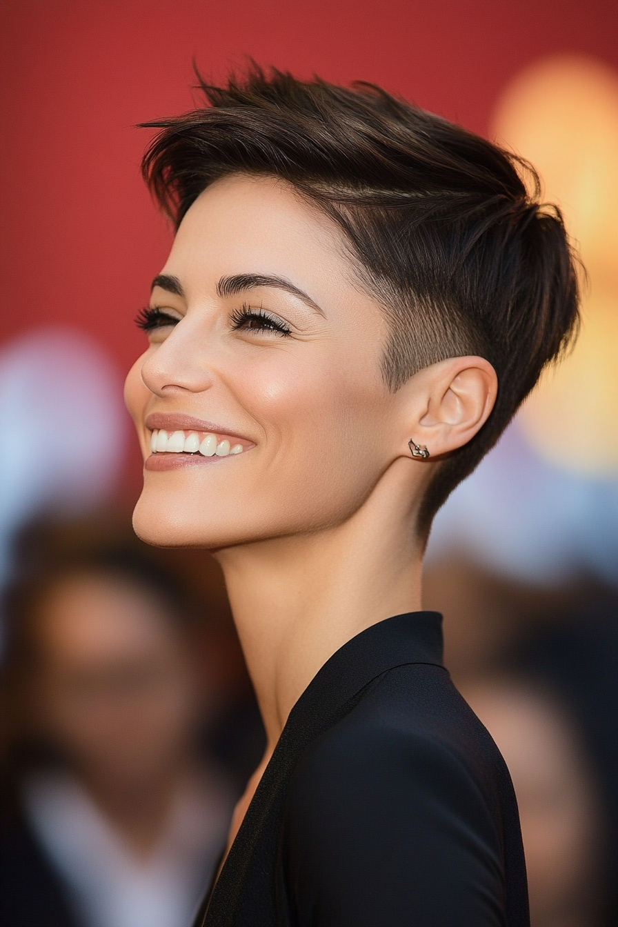 2. Tapered Dark Brunette Pixie (Undercut Pixie Hairstyles) - Undercut Pixie Hairstyles