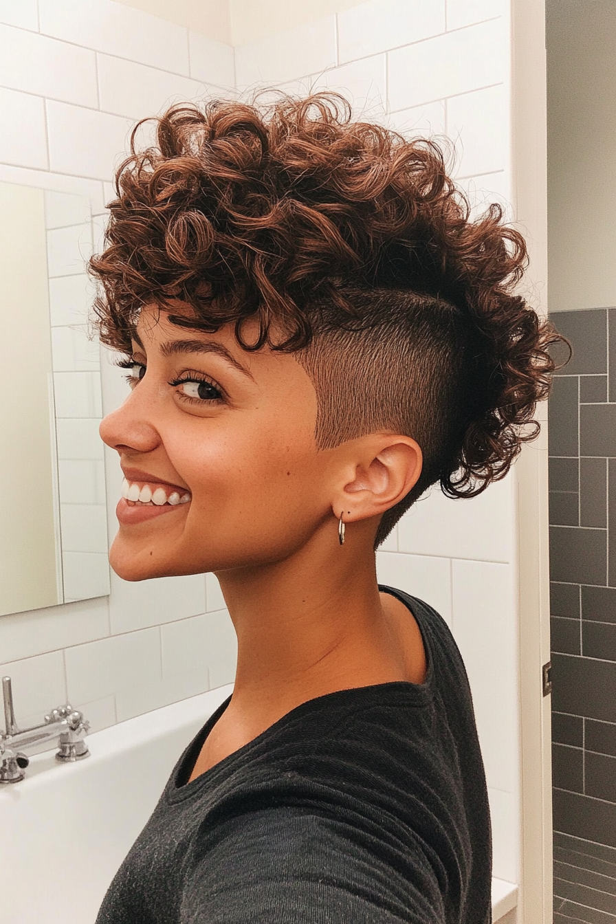 3. Curly Espresso Undercut Pixie (Undercut Pixie Hairstyles) - Undercut Pixie Hairstyles