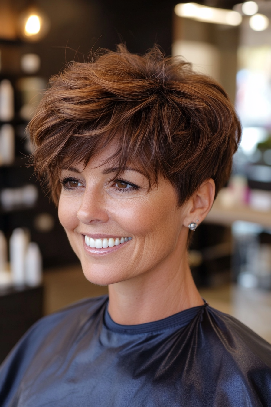 4. Textured Chestnut Brown Pixie (Undercut Pixie Hairstyles) - Undercut Pixie Hairstyles