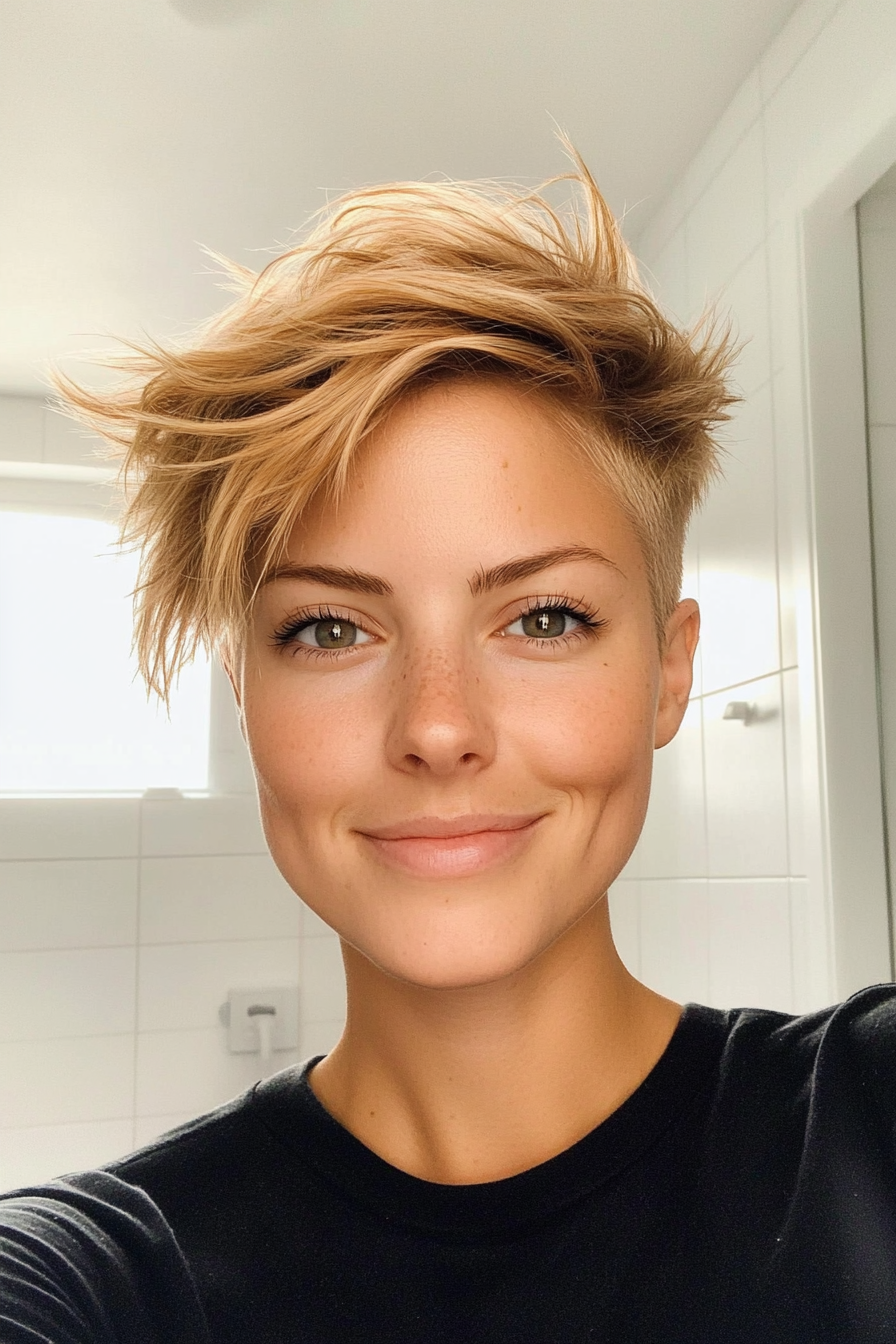 6. Wispy Golden Blonde Pixie Cut (Undercut Pixie Hairstyles) - Undercut Pixie Hairstyles