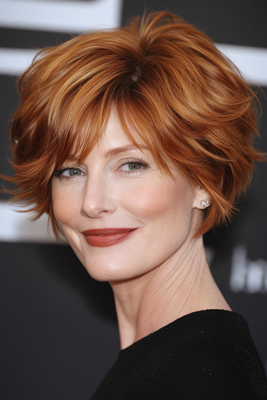 4. Layered Shag Pixie – Light Auburn (Short Layered Haircuts For Women Over 50) - Short Layered Haircuts For Women Over 50