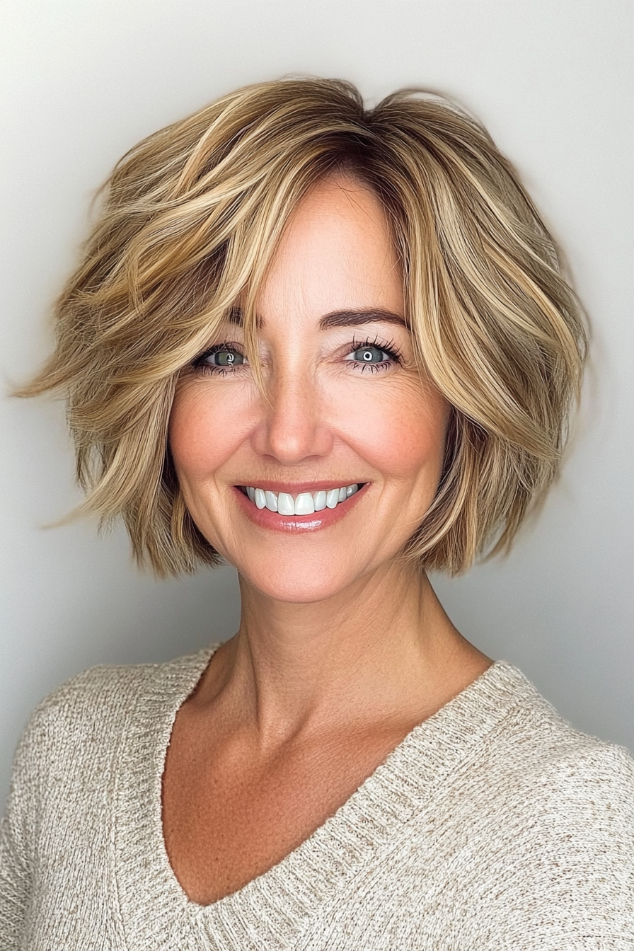 9. Short Choppy Bob – Golden Blonde (Short Layered Haircuts For Women Over 50) - Short Layered Haircuts For Women Over 50