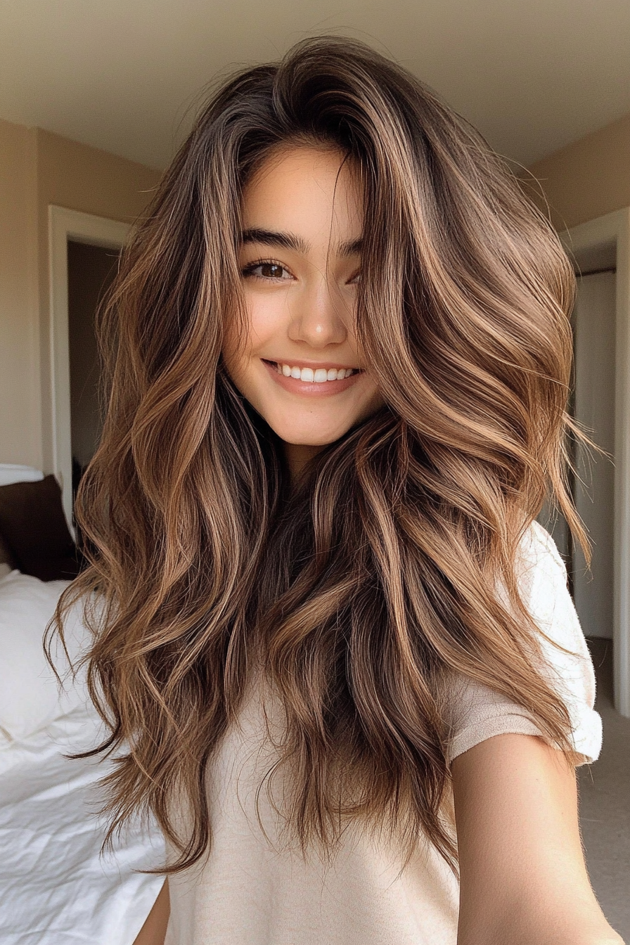 4. Wispy Mocha Waves (Trendy Mid Length Haircuts With Layers) - Trendy Mid Length Haircuts With Layers