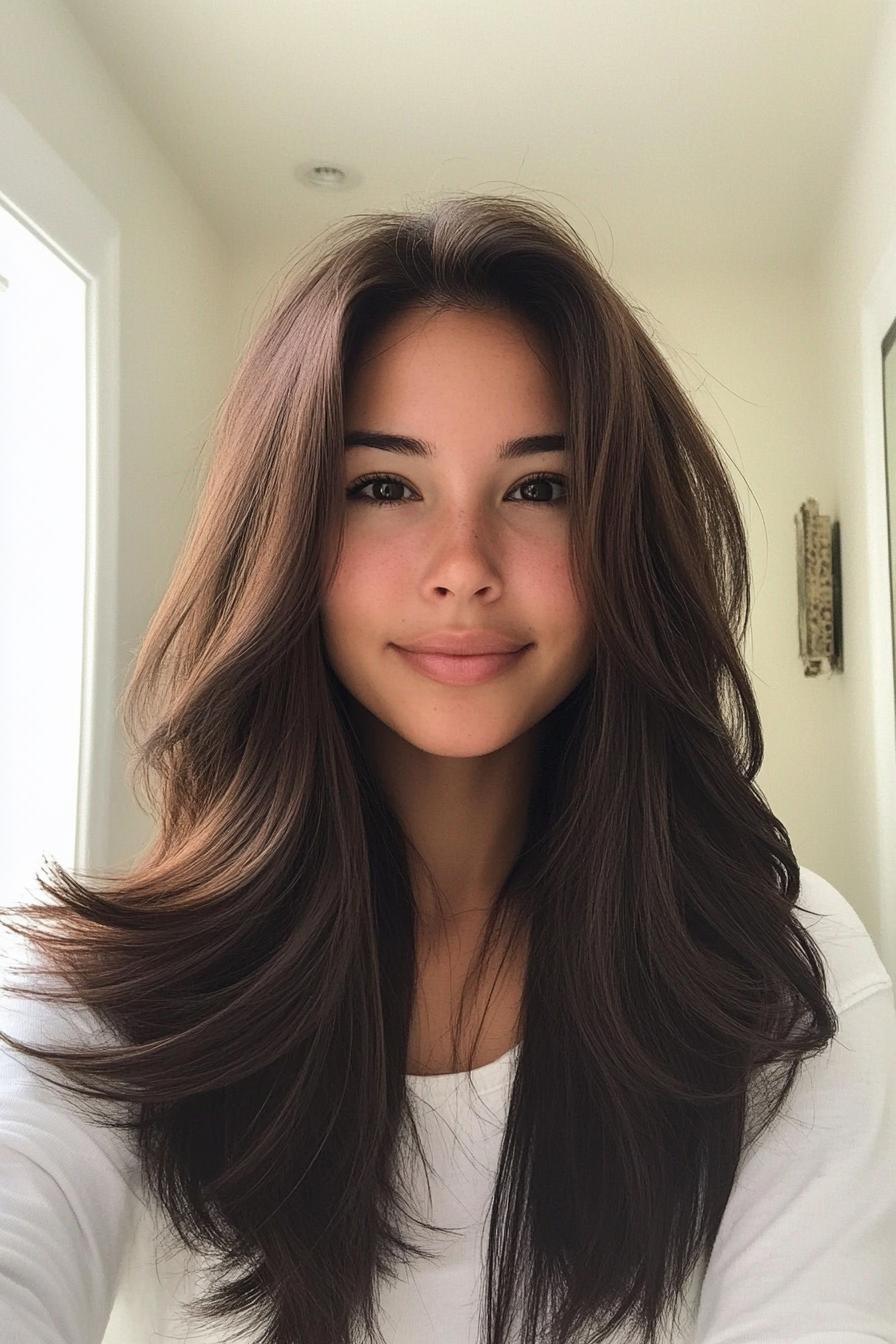 19. Espresso Layered Midi Cut (Trendy Mid Length Haircuts With Layers) - Trendy Mid Length Haircuts With Layers