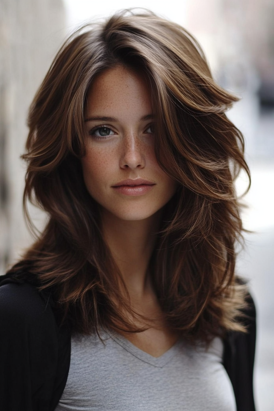 20. Hazelnut Layered Waves (Trendy Mid Length Haircuts With Layers) - Trendy Mid Length Haircuts With Layers