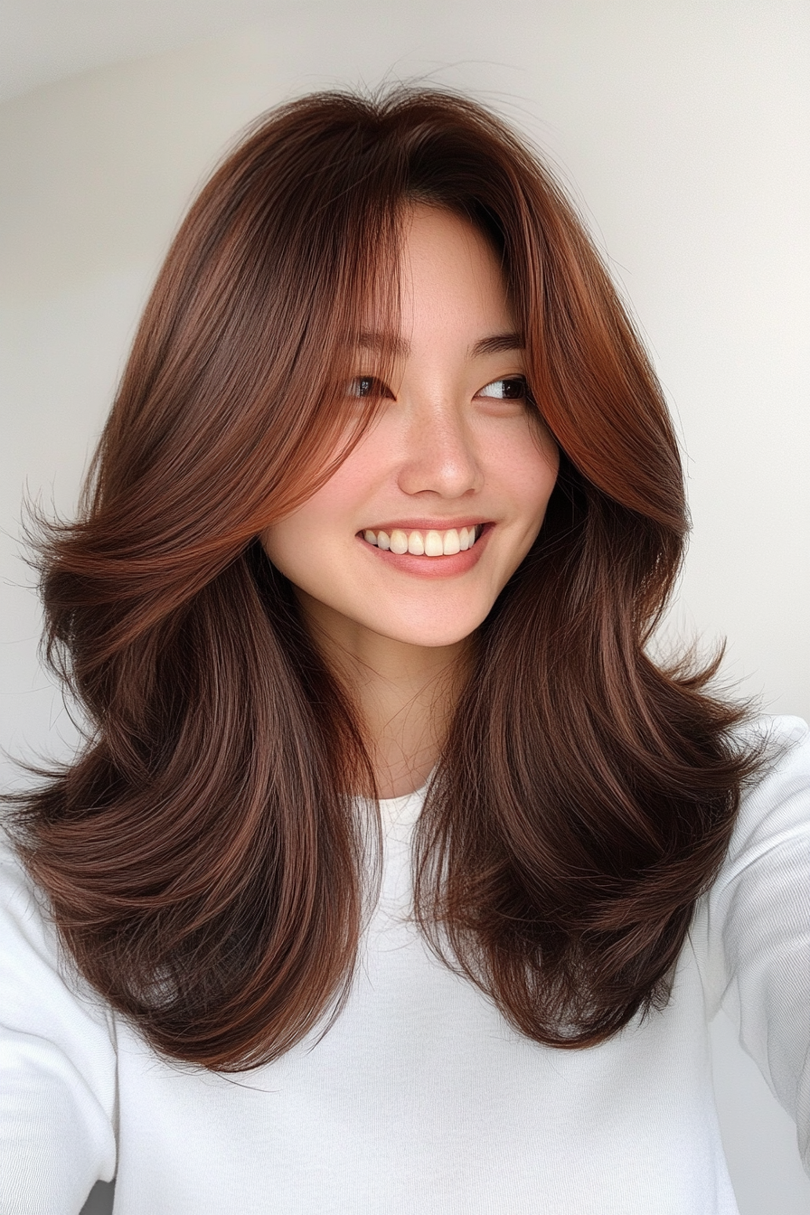 22. Mahogany Cascading Layers (Trendy Mid Length Haircuts With Layers) - Trendy Mid Length Haircuts With Layers