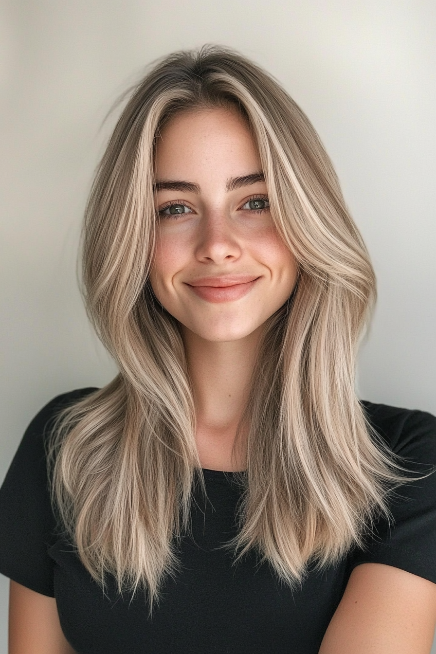25. Ash Blonde-Tinted Layered Cut (Trendy Mid Length Haircuts With Layers) - Trendy Mid Length Haircuts With Layers